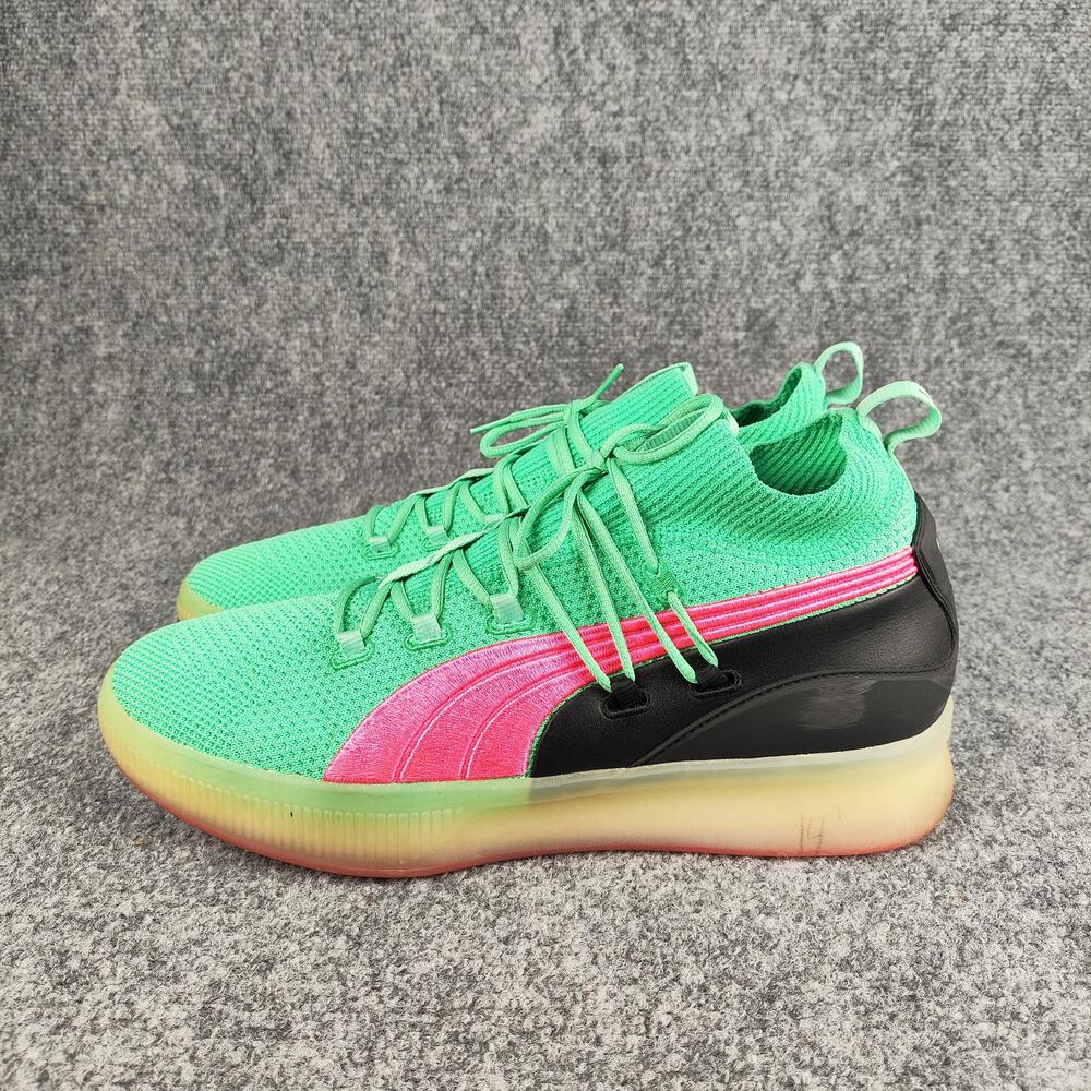 Puma Clyde Court Shoes Mens Size 13 Green Knit Basketball Sneakers 191715-05